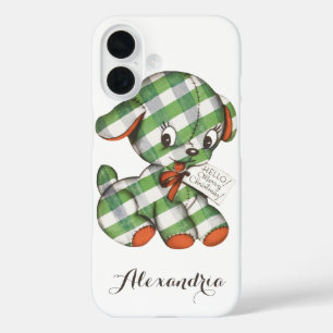Coques iPhone 16 Vintage Noël En vichy Chien Chien coquelicot anima