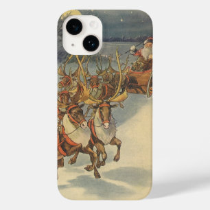 Coque Case-Mate iPhone Vintage Noël Père Noël Sleigh avec Reindeer