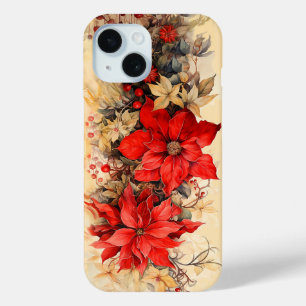 Coque Case-Mate iPhone Vintage Noël Poinsettia Fleurs