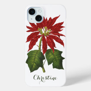 Coque Case-Mate iPhone Vintage Noël, Rouge Poinsettia Plante d'hiver