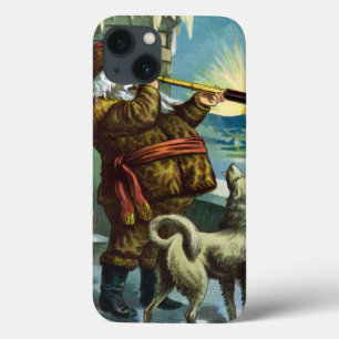 Coques Pour iPhone Vintage Noël Santa Claus Telescope Chien Sunset