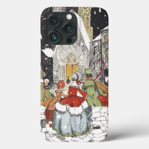 Coque Case-Mate iPhone Vintage Noël Victorien Les gens vont à l'église