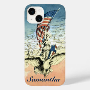 Coques Pour iPhone Vintage patriotique, Dame, Aigle avec drapeau amér