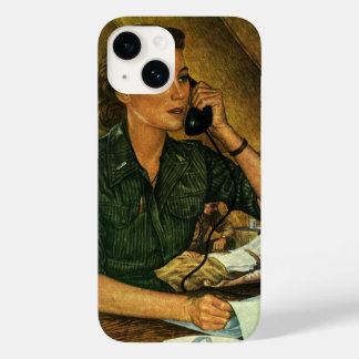 Coque Pour iPhone 14 Vintage Patriotique, Infirmière médicale au téléph