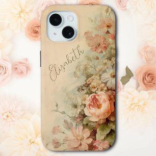 Coque Case-Mate iPhone Vintage Pêche Florale Cottagecore Style Personnali