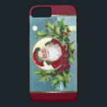 Coque Case-Mate Pour iPhone Vintage Père Noël et Holly Christmas<br><div class="desc">Image vintage classique numériquement restaurée et améliorée sur l'arrière - plan de hamandy profond. Utilisez l'option Facteur de formulaire pour appliquer cette image à d'autres coques de périphériques.</div>