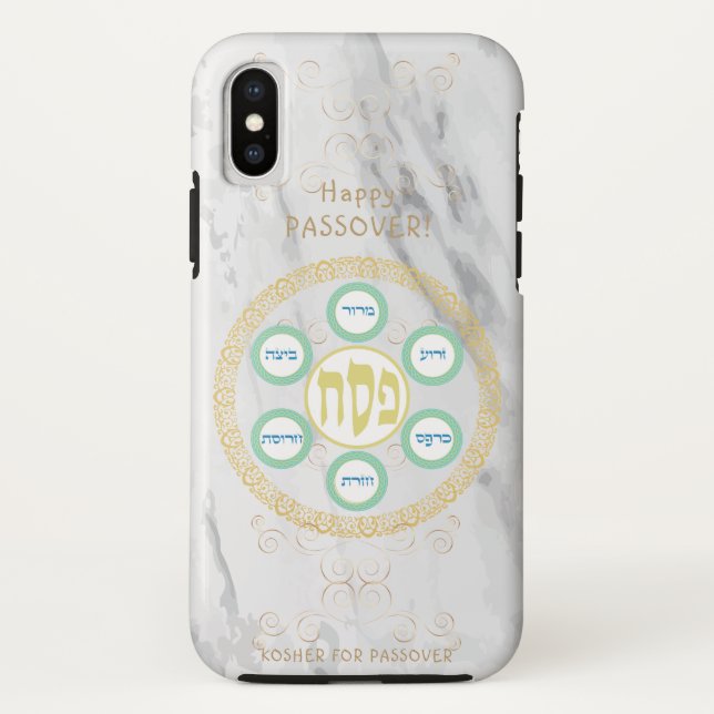 Coques Case-Mate iPhone Vintage Pesser Seder Kosher Pesach Panneau en marb (Dos)