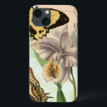 Coque Case-Mate iPhone Vintage Postcard with Butterflies and Flowers<br><div class="desc">This print of a vintage postcard with lavender flowers and colorful butterflies was created by Vision Studio. A great piece that would amazing on any wall. Order yours today!</div>