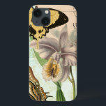 Coque Case-Mate iPhone Vintage Postcard with Butterflies and Flowers<br><div class="desc">This print of a vintage postcard with lavender flowers and colorful butterflies was created by Vision Studio. A great piece that would amazing on any wall. Order yours today!</div>