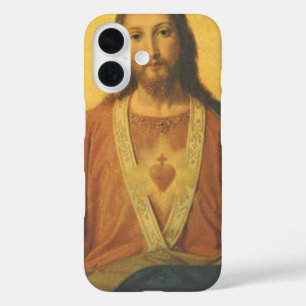 Coque Pour iPhone 16 Vintage Religion, Sacré-Cœur de Jésus-Christ