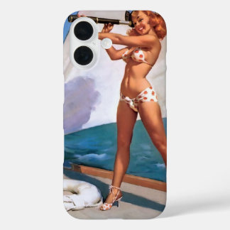 Coque Pour iPhone 16 Vintage Retro Elvgren voile voile marin ou Pin-up