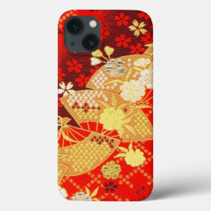 Case-Mate iPhone Case Vintage rouge or japonais Kimono ventilateur flora