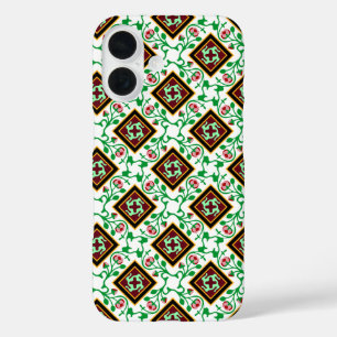Coque Pour iPhone 16 Vintage Rouge Vert Blanc Barcelona Floral Coque-Ma