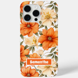 Coque Case-Mate iPhone Vintage Rustic Orange Autumn Flowers Motif