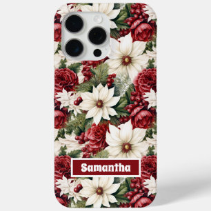 Coque Case-Mate iPhone Vintage Rustique Fleurs de Noël Feuille Motif