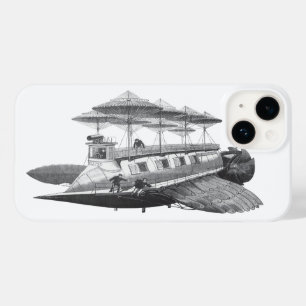 Coque Pour iPhone 14 Vintage Science Fiction Steampunk Airship Eclipse