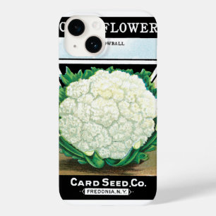 Coque Pour iPhone 14 Vintage Seed Packet Étiquette Art, Cauliflower Lég