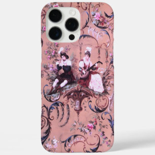 Coque iPhone 16 Pro Max Vintage Toile rose Victorien Style Floral