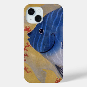 Coque Pour iPhone 15 Vintage Tropical Blue Fish Coral Marine Ocean Life
