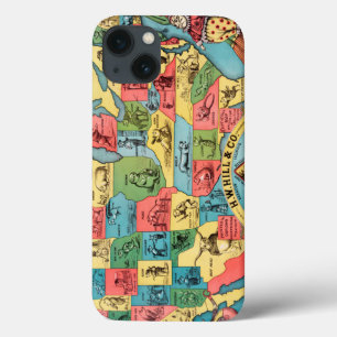 iPhone 13 Coque Vintage United States Nicknames Map
