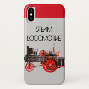 Coques Pour iPhone VINTAGE VAPEUR LOCOMOTIVE Red Grey