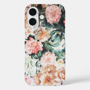 Coque Pour iPhone 16 Vintage vert rose jaune pays chic floral