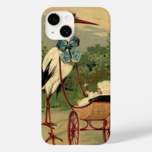 Coque Pour iPhone 14 Vintage Victorian Stork and Baby Carrie