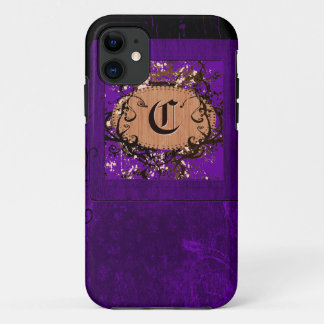 Coque Case-Mate Pour iPhone Vintage violet fleuri et Monogramme C