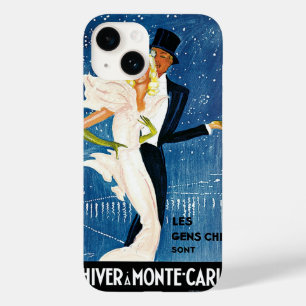 Coque Pour iPhone 14 Vintage voyage, Amour Romance hiver à Monte Carlo