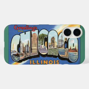 Coques iPhone 16 Vintage voyage, salutations de Chicago Illinois