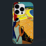 Coque Pour iPhone 14 Pro Vintage voyage, Tennis, Sports, Monte Carlo Monaco<br><div class="desc">Illustration vintage Voyage européen ou étiquette de bagages de Monte Carlo à Monaco avec un couple tenant des raquettes de tennis et regardant un tournoi de tennis près de la plage et la belle mer Méditerranée bleue. Amour et romantisme sur les courts de tennis. Monte Carlo est le casino le...</div>