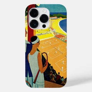 Coque Pour iPhone 14 Pro Vintage voyage, Tennis, Sports, Monte Carlo Monaco