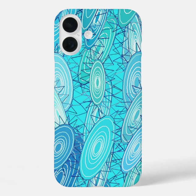 Coques Case-Mate iPhone "Vinyl Blues" abstrait - turquoise, bleu, blanc (Verso)