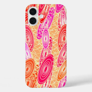 Coques iPhone 16 Plus "Vinyl Jazz" abstrait - orange, fuchsia, rose