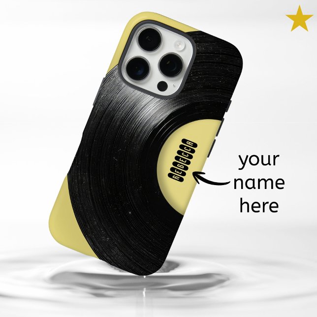 Coques Case-Mate iPhone Vinyle Rétro Jaune Pastel Nom Personnalisé (Créateur téléchargé)