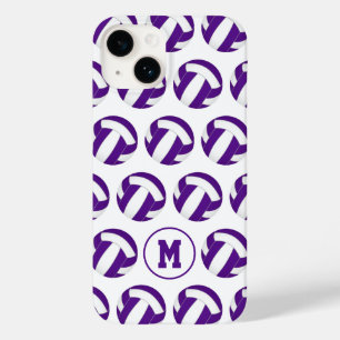 Coque Case-Mate iPhone violet blanc volleyballs motif avec son monogramme