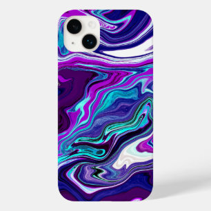 Coque Case-Mate iPhone Violet, Bleu et Turquoise Abstrait Fluid Art