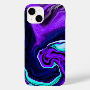 Coque Case-Mate iPhone Violet, Bleu et Turquoise Abstrait Fluid Art