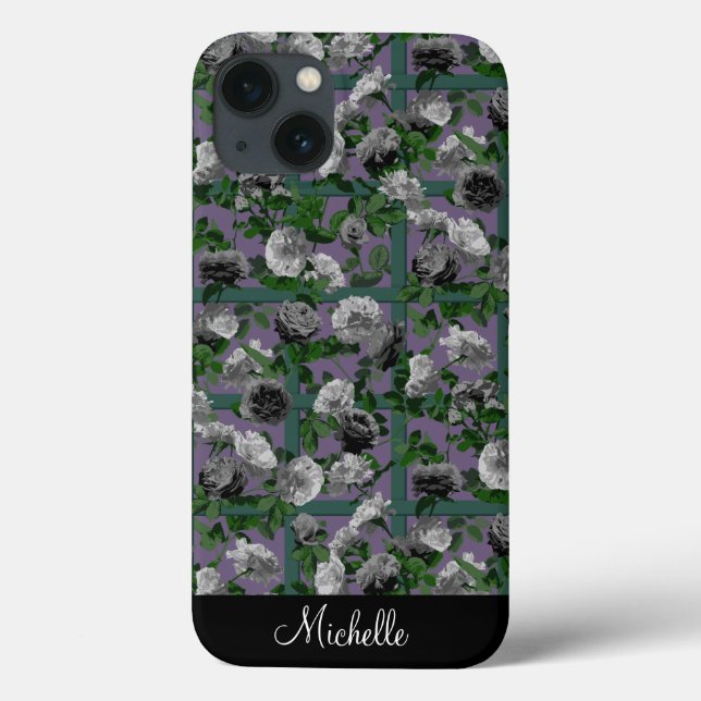 Coques Case-Mate iPhone Violet Élégant Roses floraux (Verso)