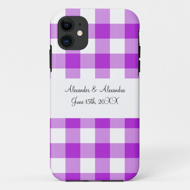 Coques Case-Mate iPhone Violet en vichy mariage motif faveurs (Dos)