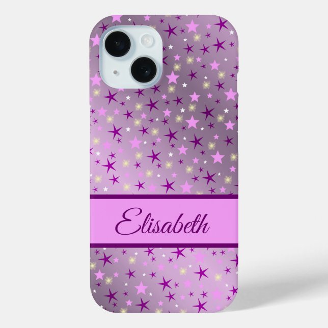 Coques Case-Mate iPhone violet,étoiles,personnaliser + étui, étui, (Verso)