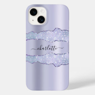 Coque Case-Mate iPhone Violet lavande agate marbre nom script