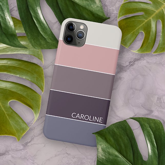 Coques Case-Mate iPhone Violet Mauve Taupe pêche Rose rayures Art (Créateur téléchargé)