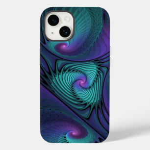 Coque Case-Mate iPhone Violet Rencontre Turquoise Moderne Art Fractal Abs