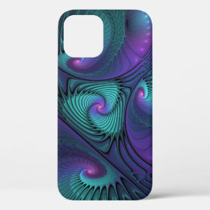 Case-Mate iPhone Case Violet Rencontre Turquoise Moderne Art Fractal Abs
