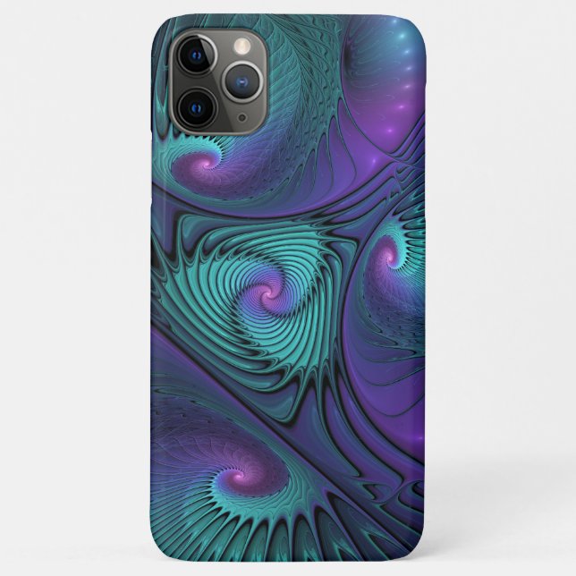 Coques Case-Mate iPhone Violet Rencontre Turquoise Moderne Art Fractal Abs (Dos)