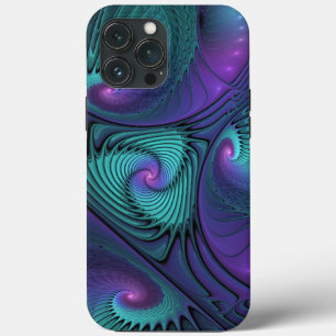 Case-Mate iPhone Case Violet Rencontre Turquoise Moderne Art Fractal Abs