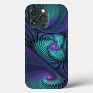 Case-Mate iPhone Case Violet Rencontre Turquoise Moderne Art Fractal Abs