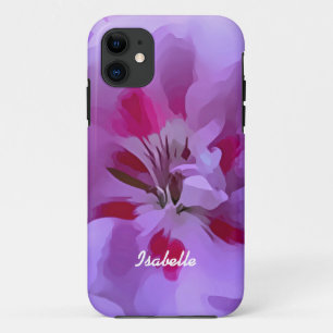 Coque iPhone 11 Violet rose Abstrait Hibiscus Fleur personnalisée