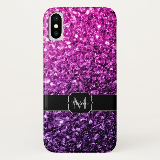 Coques Case-Mate iPhone Violet rose ombre faux parties scintillant scintil (Dos)